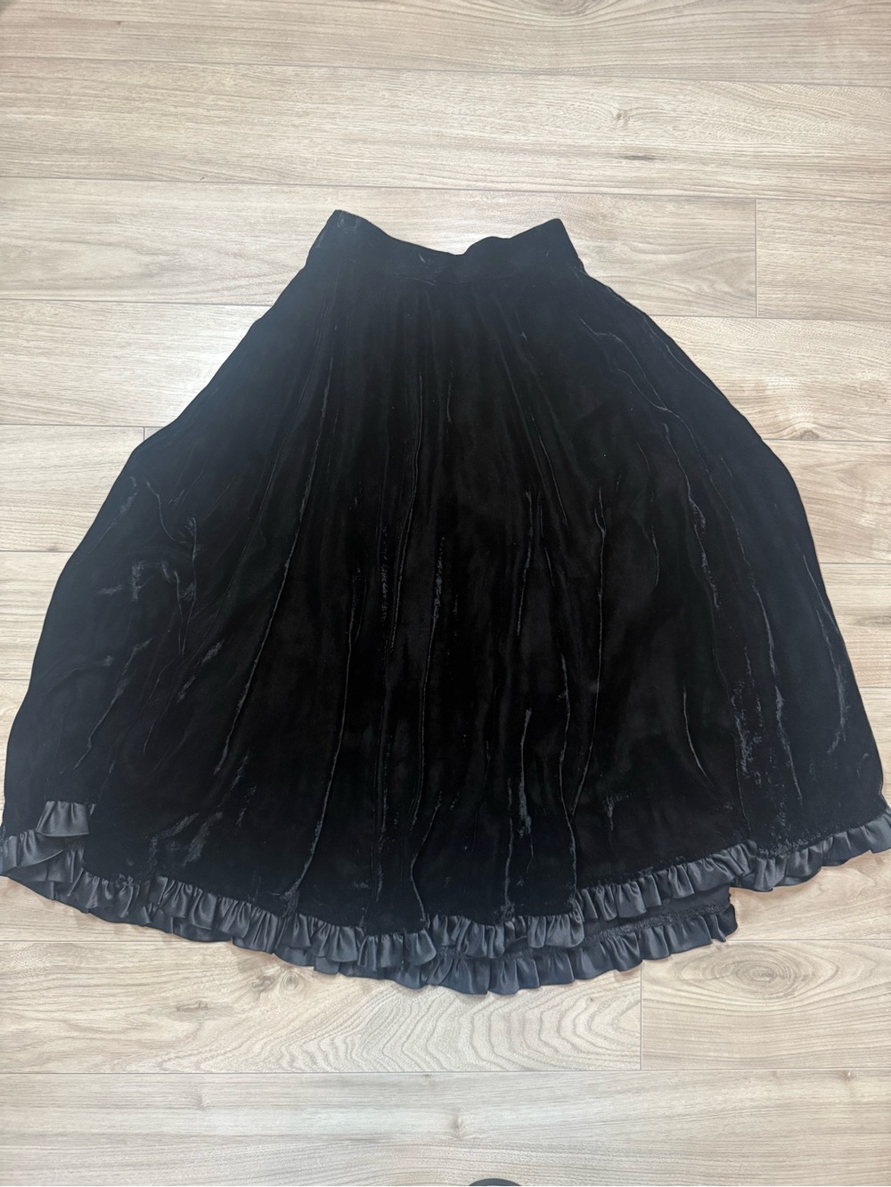 Vintage New Romantic Black Velvet Skirt